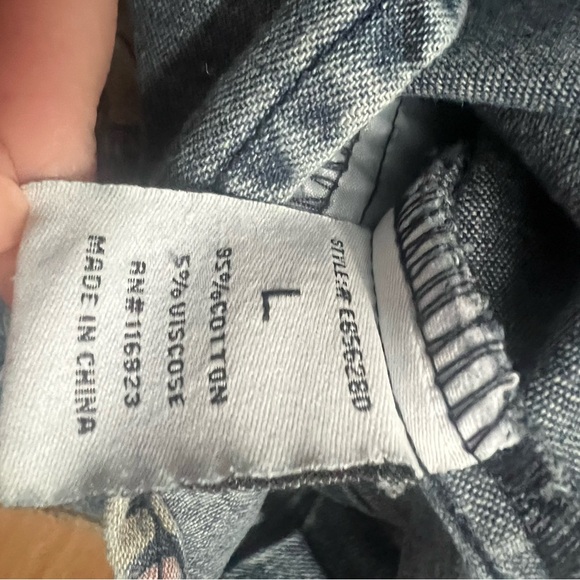 Easel Blue Floral Denim Overalls - Picture 5 of 5